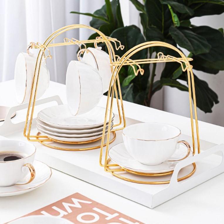 Golden Metal Cup Holder Rack