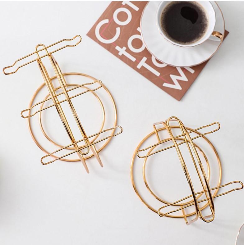 Golden Metal Cup Holder Rack