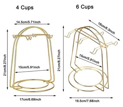Golden Metal Cup Holder Rack