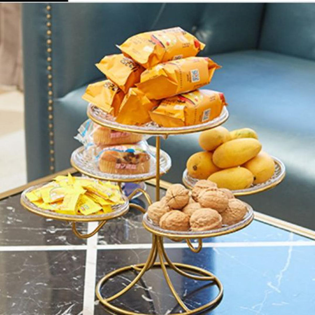Elegant Golden Multi-Layer Fruit Plate Stand – Decorative Snack & Dessert Display Rack