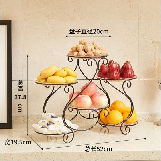 Golden Iron Multi-Layer Fruit Plate & Snack Display Stand