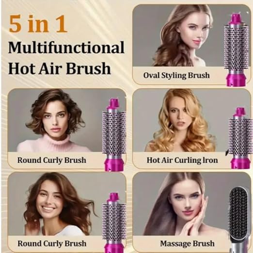 Five In One Hot Air Comb, Automatic Curling Iron, Dual Purpose Hair Styling Comb, European Standard Hair Dryer
