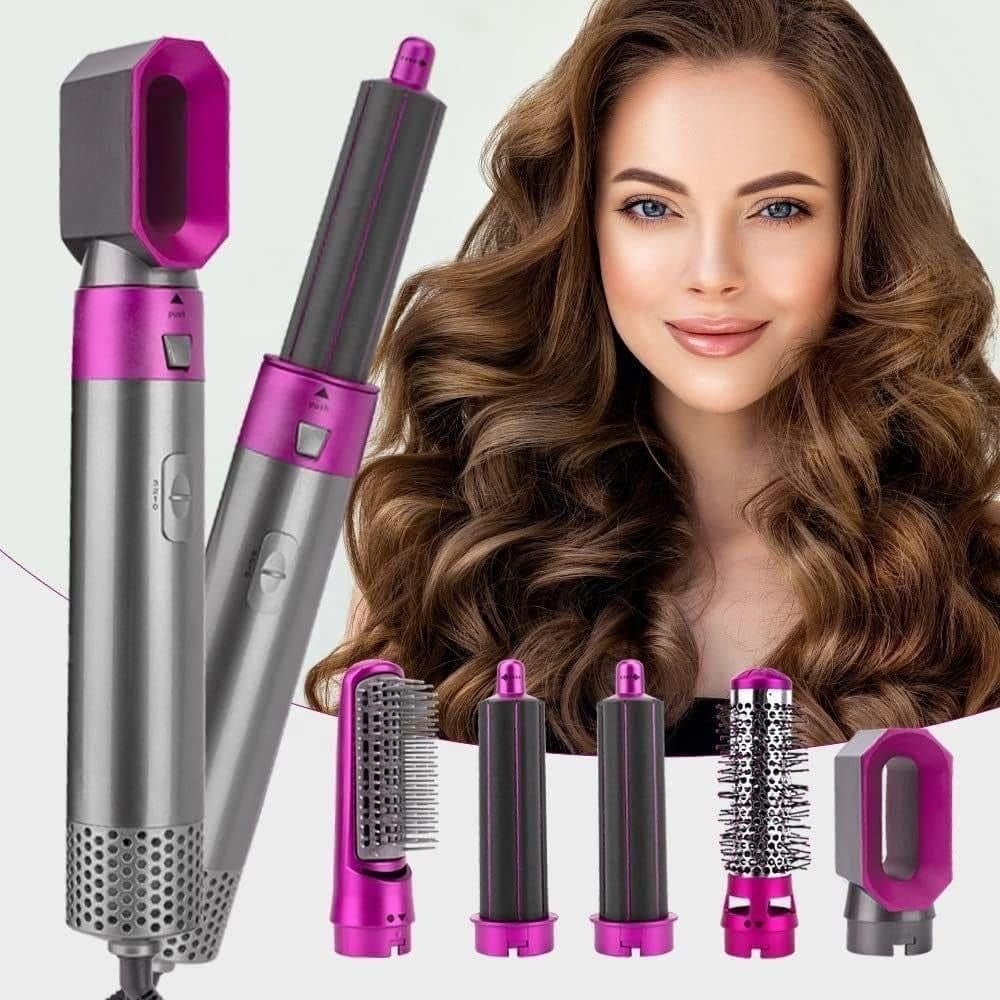 Five In One Hot Air Comb, Automatic Curling Iron, Dual Purpose Hair Styling Comb, European Standard Hair Dryer