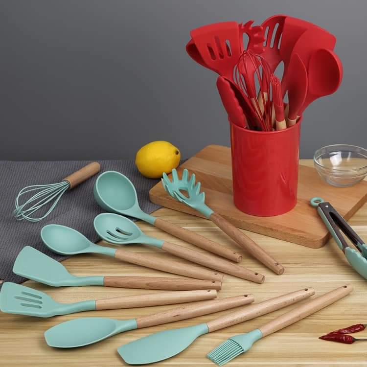 12 Pcs Silicone Cooking Spoon Set – Heat Resistant Kitchen Utensils for Baking & Cooking