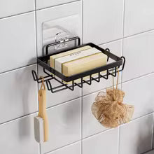 Bathroom Soap Rack Basket No Puching Metal Wall Mounted Sponge Soap Dish Storage Shelf Holder Self-adhesive Soap Box