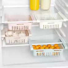 Refrigerator Drawer Organizer, Pull Out Shelf Storage Organizer for Egg, Fruit, Vegetable, Meat, Fit All Fridge Shelves Under