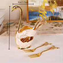 Coffee Spoon Fruit Spoon Fork Set Household Ornament Fashionable Fruit Cute Swan Dessert Spoon Tableware