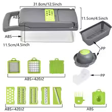 Vegetable Chopper,15-in-1 Multifunctional Food Chopper, Vegetable Cutter with Container for Salad,Potato,Carrot,and Garlic