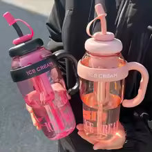 High Aesthetic Value Large Capacity Plastic Water Bottle Cute Straw Girls Big Size Milk Tea Cup Adorable Home Living