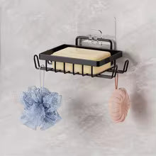 Bathroom Soap Rack Basket No Puching Metal Wall Mounted Sponge Soap Dish Storage Shelf Holder Self-adhesive Soap Box