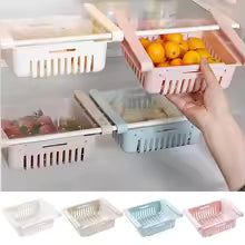 Refrigerator Drawer Organizer, Pull Out Shelf Storage Organizer for Egg, Fruit, Vegetable, Meat, Fit All Fridge Shelves Under
