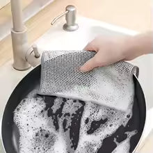 3/1pcs Silver Rag Single and Double Side Kitchen Cleaning Cloth Instead of Steel Ball Rag Cleaning Cloth