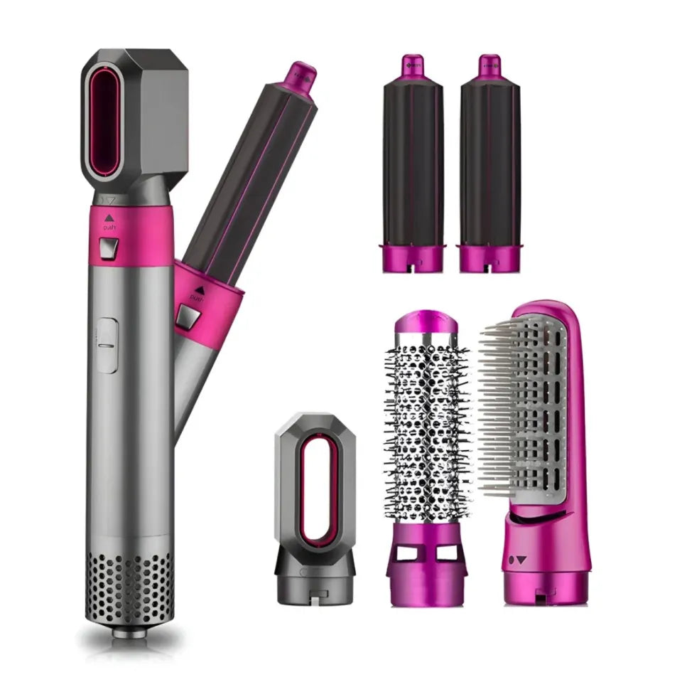 Five In One Hot Air Comb, Automatic Curling Iron, Dual Purpose Hair Styling Comb, European Standard Hair Dryer