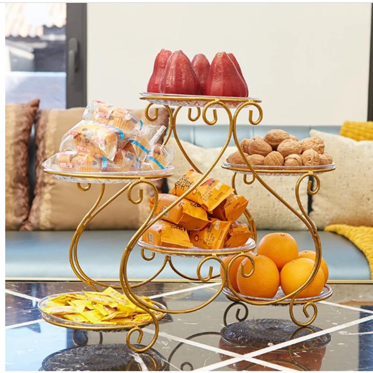 Golden Iron Multi-Layer Fruit Plate & Snack Display Stand