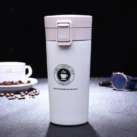 IVAR Thermos Flask with Lid Insulated Travel Tea and Coffee Mug Portable Stainless Steel Vacuum Insulated Tumbler Cup for Hot & Cold Drinks(300 ML, White,1Pc)